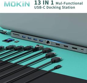 img 3 attached to 💻 Dell XPS 13/15/Surface Pro 7 Go Docking Station USB C - 13-in-1 Multiport Adapter with Dual 4K HDMI+DP, Ethernet, 4 USB Ports, SD/TF Card Reader, USB C PD, and Audio/Mic