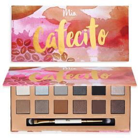 img 4 attached to Mia del Mar 'Cafecito' Eyeshadow Palette + Dual Ended Brush - 12 💄 Neutral Tones: Shimmery & Matte Hues. Vegan And Clean Skin Care for Stunning Eye Makeup