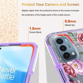 img 2 attached to 🌸 Nord N200 5G Case: Clear Floral with Screen Protector, Shockproof Cover for Women & Girls (2 Items)