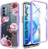 🌸 nord n200 5g case: clear floral with screen protector, shockproof cover for women & girls (2 items) logo