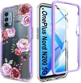 img 4 attached to 🌸 Nord N200 5G Case: Clear Floral with Screen Protector, Shockproof Cover for Women & Girls (2 Items)