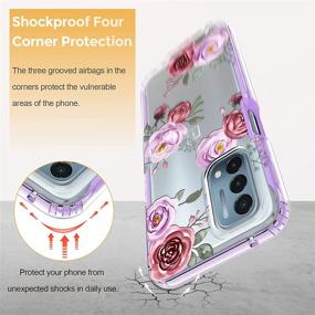 img 1 attached to 🌸 Nord N200 5G Case: Clear Floral with Screen Protector, Shockproof Cover for Women & Girls (2 Items)