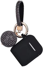 img 4 attached to 💃 Stylish Black AirPods Case with Glittery Disco Ball Keychain - Filoto Bling Silicone Cover for Apple AirPods 2&1, Scratch & Drop Proof