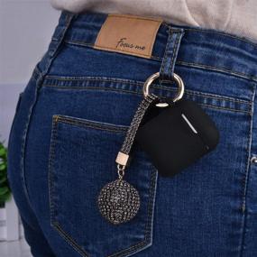 img 1 attached to 💃 Stylish Black AirPods Case with Glittery Disco Ball Keychain - Filoto Bling Silicone Cover for Apple AirPods 2&1, Scratch & Drop Proof