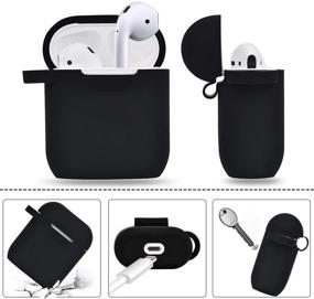img 2 attached to 💃 Stylish Black AirPods Case with Glittery Disco Ball Keychain - Filoto Bling Silicone Cover for Apple AirPods 2&1, Scratch & Drop Proof