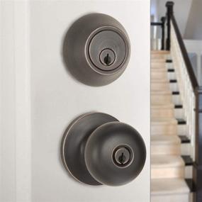 img 1 attached to Amazon Basics Exterior Door Knob and 🚪 Deadbolt Set: Round, Oil Rubbed Bronze Finish with Lock