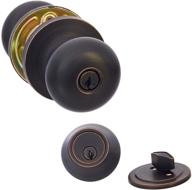 amazon basics exterior door knob and 🚪 deadbolt set: round, oil rubbed bronze finish with lock логотип