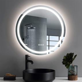 img 4 attached to 💡 Enhance Your Bathroom with the OONNEE 24 Inch Round LED Mirror - Wall Mounted Vanity Mirror with 3-Colors Lights, Adjustable Brightness, Waterproof & Anti-Fog