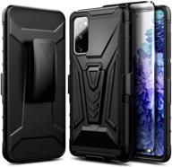 📱 nznd case for samsung galaxy s20 fe 5g: tempered glass, full coverage, belt clip holster, kickstand - black logo