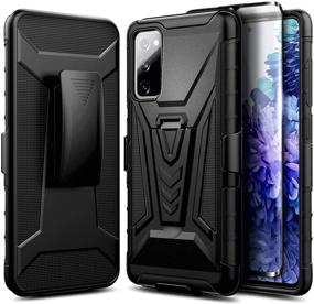 img 4 attached to 📱 NZND Case for Samsung Galaxy S20 FE 5G: Tempered Glass, Full Coverage, Belt Clip Holster, Kickstand - Black