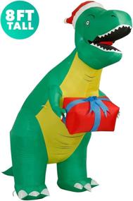 img 3 attached to 🎄 Holidayana T-Rex Dinosaur Christmas Inflatable - 8 ft Tall Tyrannosaurus Rex Gift Christmas Inflatable Outdoor Yard Decoration with LED Lights, Fan, and Stakes