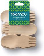 бамбуковые органические спорки bambu: одноразовые, биоразлагаемые и компостные приборы - идеально подходят для вечеринок, свадеб, пикников и мероприятий - упаковка из 24 штück. логотип