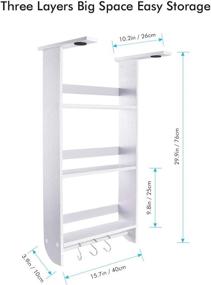 img 3 attached to 📦 Multi-functional Wood Organizer: Fridge Storage Rack with Paper Towel Holder, Spice Jars Rack, Wrap Rack, and Cabinets Adjustable Door Mount - Rustproof, Kitchen Shelf Storage Solution