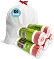 🗑️ 4 gallon small drawstring trash bags (150 count) - custom fit white wastebasket liners for bathroom, kitchen, office and more logo