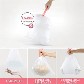 img 1 attached to 🗑️ 4 Gallon Small Drawstring Trash Bags (150 Count) - Custom Fit White Wastebasket Liners for Bathroom, Kitchen, Office and More