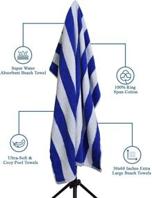 img 1 attached to 🏖️ DAN RIVER 100% Cotton Cabana Stripe Beach Towels - Large Pool Towels, Soft & Quick Dry - Beach Towels for Adults, Blue Striped Pool Towels, 500 GSM, 30x60 Inches, Pack of 4