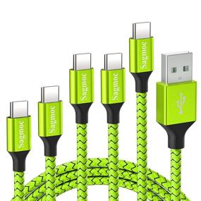 img 4 attached to Зарядное устройство Sagmoc Type C Cable Green - USB C быстрая зарядка кабель для Samsung S10 S9 S8 Plus, Note 8, LG V30 G6 G5, Pixel (5 штук) - 10FT 2X6FT 3FT 2FT - блестящий нейлоновый оплетка.