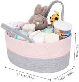 img 2 attached to COSYLAND Baby Diaper Caddy Organizer: Cotton Rope Large Capacity Tote Bag for Nursery Storage Bin Diaper Basket - Portable & Stylish Shower Gift