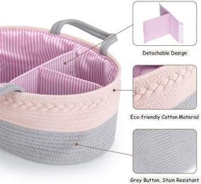 img 3 attached to COSYLAND Baby Diaper Caddy Organizer: Cotton Rope Large Capacity Tote Bag for Nursery Storage Bin Diaper Basket - Portable & Stylish Shower Gift