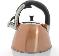 ☕ gibson mr coffee belgrove 2.5 qt stainless steel whistling tea square kettle - metallic copper, 2.5-quarts logo