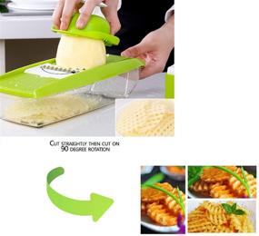 img 1 attached to 🥔 GProME Mandoline Slicer Vegetable Spiralizer, 6-in-1 Food Slicer with French Fry Cutter, Waffle Maker, and Julienne Grater – Potato Slicer with Sharp Stainless Steel Blades in Green