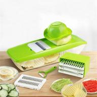 🥔 gprome mandoline slicer vegetable spiralizer, 6-in-1 food slicer with french fry cutter, waffle maker, and julienne grater – potato slicer with sharp stainless steel blades in green logo