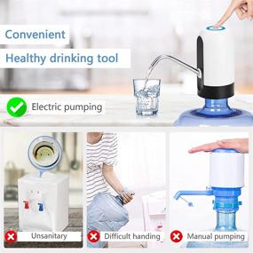 img 3 attached to 🚰 Convenient and Portable Electric Water Dispenser for 5 Gallon Bottles - USB Charge, 1200MHA Battery, White