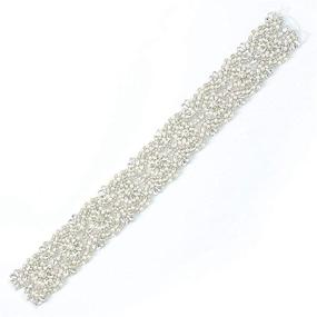 img 4 attached to 💎 Rhinestones Pearl Embellished Wedding Belt Sash with Sparkly Pearl Trim