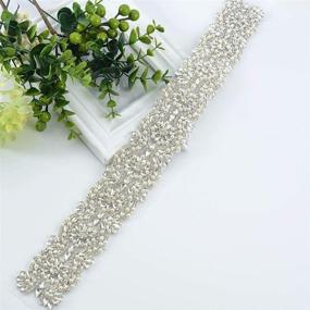 img 2 attached to 💎 Rhinestones Pearl Embellished Wedding Belt Sash with Sparkly Pearl Trim