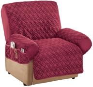 protect and perfect your recliner with collections etc diamond-shape quilted stretch recliner cover - burgundy, with storage pockets logo