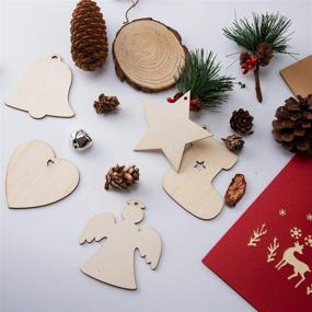 img 1 attached to SAVITA 120pcs Unfinished Wood Slices: Christmas Wooden Ornaments for DIY Crafts and Tree Decorations