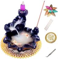 🕊️ incense waterfall burner, backflow incense holder with lotus two fish incense fountain - yoga aromatherapy relaxation gifts with 40 free cons логотип