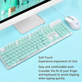 img 3 attached to CORN Technology N518 26 Key USB Wired Ice Blue Backlit Keyboard and 1600DPI Mouse 🌽 Combo – Non-conflicting Keys, Ergonomic Design, Retro Punk Exterior – Ideal for Office and Gaming (Blue)