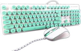 img 4 attached to CORN Technology N518 26 Key USB Wired Ice Blue Backlit Keyboard and 1600DPI Mouse 🌽 Combo – Non-conflicting Keys, Ergonomic Design, Retro Punk Exterior – Ideal for Office and Gaming (Blue)