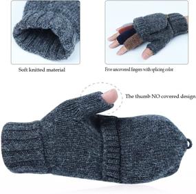 img 3 attached to 🧤 Fingerless Cover Mittens Winter Gloves: Stay Warm and Stylish in Cold Weather