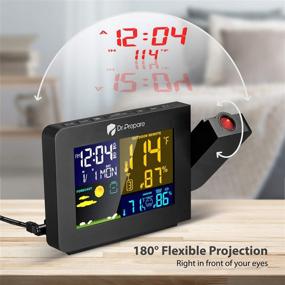 img 2 attached to Dr. Prepare Projection Alarm Clock - Indoor Outdoor Temperature Display, Dual Alarms, Multi-Colored Backlight, Weather Forecast