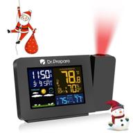 dr. prepare projection alarm clock - indoor outdoor temperature display, dual alarms, multi-colored backlight, weather forecast logo