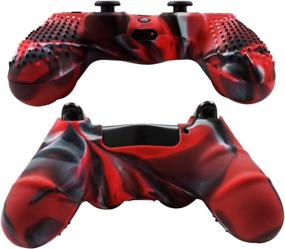 img 1 attached to Pandaren Studded Anti-Slip Silicone Cover Skin Set for PS4/Slim/PRO Controller - 🎮 CamouRed Skin + FPS PRO Thumb Grips (8-Pack) - Ultimate Grip and Protection!