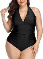 💃 daci women plus size halter one piece swimsuits: ultimate tummy control, ruched backless bathing suits with v-neck swimwear logo