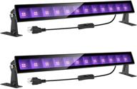 🎉 2 pack of onforu 24w led blacklight bar with plug, switch, and 5ft power cord - high quality, waterproof for glow parties, stage lighting, body paint, fluorescent posters, birthdays, and weddings. логотип