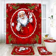 🛁 santa claus red ball merry christmas artsocket shower curtain set with non-slip rugs, toilet lid cover, and bath mat - 72" x 72" bathroom decor set logo