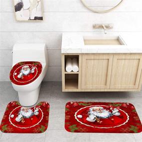 img 1 attached to 🛁 Santa Claus Red Ball Merry Christmas ArtSocket Shower Curtain Set with Non-Slip Rugs, Toilet Lid Cover, and Bath Mat - 72" x 72" Bathroom Decor Set