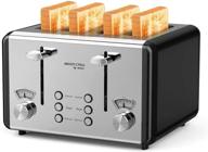 🍞 whall stainless steel 4 slice toaster - 6 bread shade settings, bagel and defrost functions, dual control panels, 4 extra wide slots, removable crumb tray - 1500w, perfect for different bread types логотип