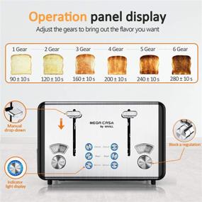 img 3 attached to 🍞 whall Stainless Steel 4 Slice Toaster - 6 Bread Shade Settings, Bagel and Defrost Functions, Dual Control Panels, 4 Extra Wide Slots, Removable Crumb Tray - 1500W, Perfect for Different Bread Types