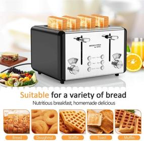 img 1 attached to 🍞 whall Stainless Steel 4 Slice Toaster - 6 Bread Shade Settings, Bagel and Defrost Functions, Dual Control Panels, 4 Extra Wide Slots, Removable Crumb Tray - 1500W, Perfect for Different Bread Types