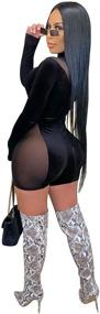img 3 attached to Biz Chic Women's Sheer 👗 Mesh Long Sleeve Mock Neck Jumpsuit Romper