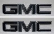 🚘 enhance your gmc's aesthetic with vinyl design front and rear emblem overlay kit for yukon, sierra, denali, acadia, terrain - 2 kits of 3m black carbon fiber logo