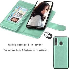 img 1 attached to 📱 Njjex Wallet Case for Samsung Galaxy A20/A30: 9 Card Slots PU Leather Folio Flip with Detachable Kickstand, Magnetic Phone Cover & Lanyard [Mint]