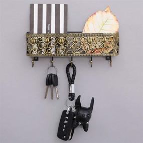 img 2 attached to 🔑 Organize Keys and Mail with OAKEER Wall Mount Mail Holder and Key Hooks – Retro Golden Design