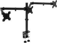 🖥️ mount-it! triple monitor mount - 3 computer screen desk stand | clamp & grommet base | fits 24", 27", 32" displays | universal vesa pattern 75x75 and 100x100 logo